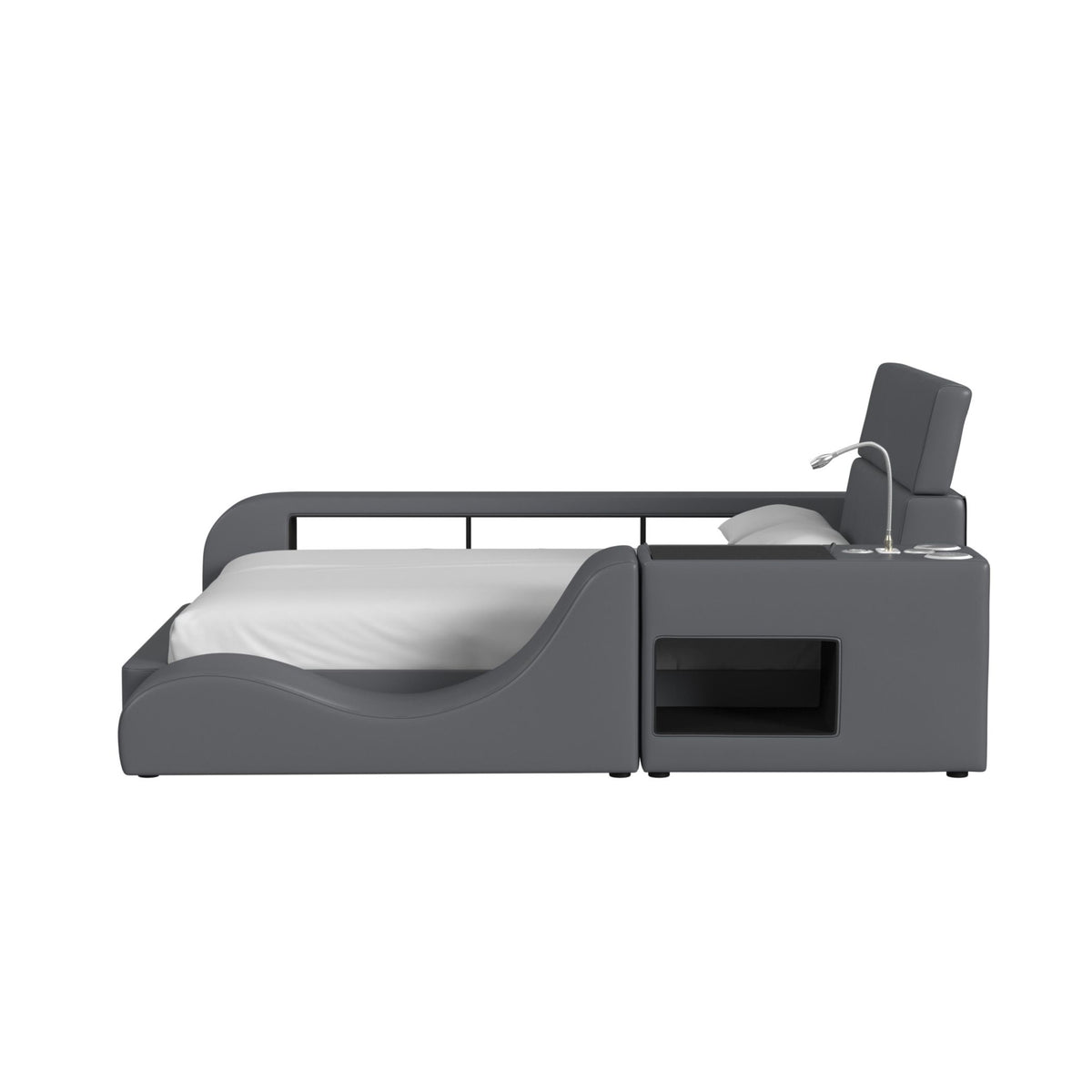 Valari Full Transformer Bed with Electronic Features in Grey PU