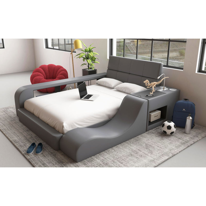 Valari Full Bed in Grey PU