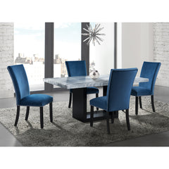 Valentino White 5PC Dining Set-Table & Four Blue Chairs
