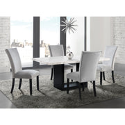 Valentino White 5PC Dining Set-Table & Four Grey Chairs