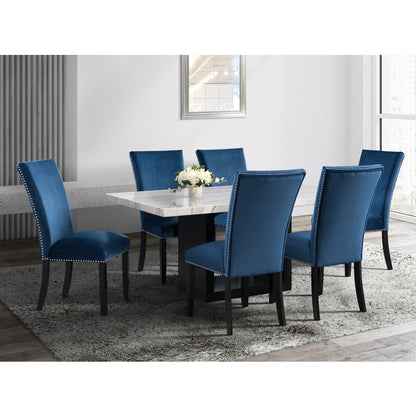 Valentino White 5PC Counter Height Dining Set-Table & Four Blue Chairs