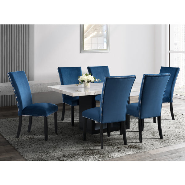 Valentino White 5PC Counter Height Dining Set-Table & Four Blue Chairs
