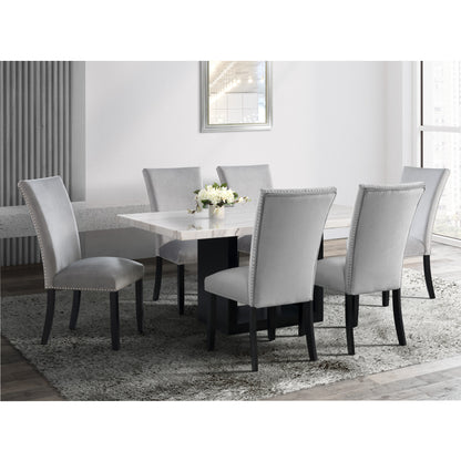Valentino White 5PC Dining Set-Table & Four Grey Chairs