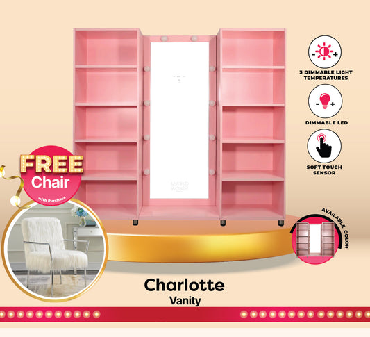 Charlotte Full Length Pink Vanity Kit  + Free Vanity Chair