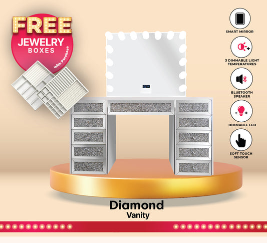 Diamond Mirror Glass Vanity Kit + Free Jewelry Insert