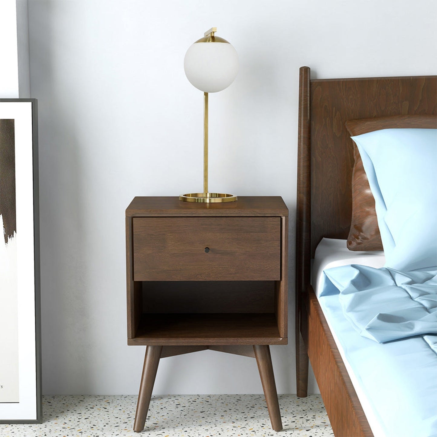 Lámpara de mesa de globo de terciopelo, cristal opalino blanco con interruptor de regulación en línea