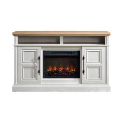 Villa Console with 23" Fireplace Insert in White & Natural