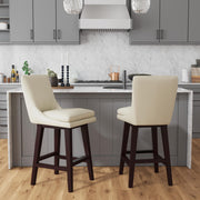 Villanova Swivel Bar Stool with Beige PU in Espresso (2 Per Carton)