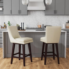 Villanova Swivel Bar Stool with Beige PU in Espresso (2 Per Carton)