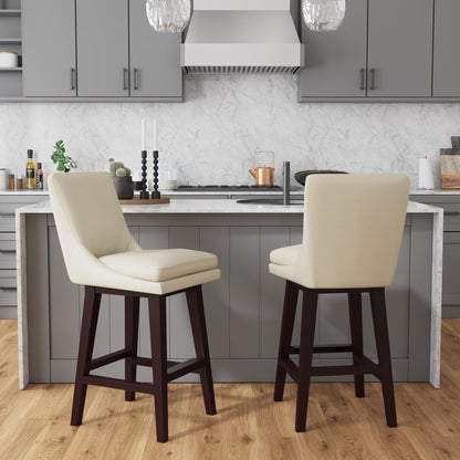 Villanova Swivel Bar Stool with Beige PU in Espresso (2 Per Carton)