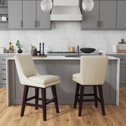 Villanova Swivel Counter Stool with Beige PU in Espresso (2 Per Carton)