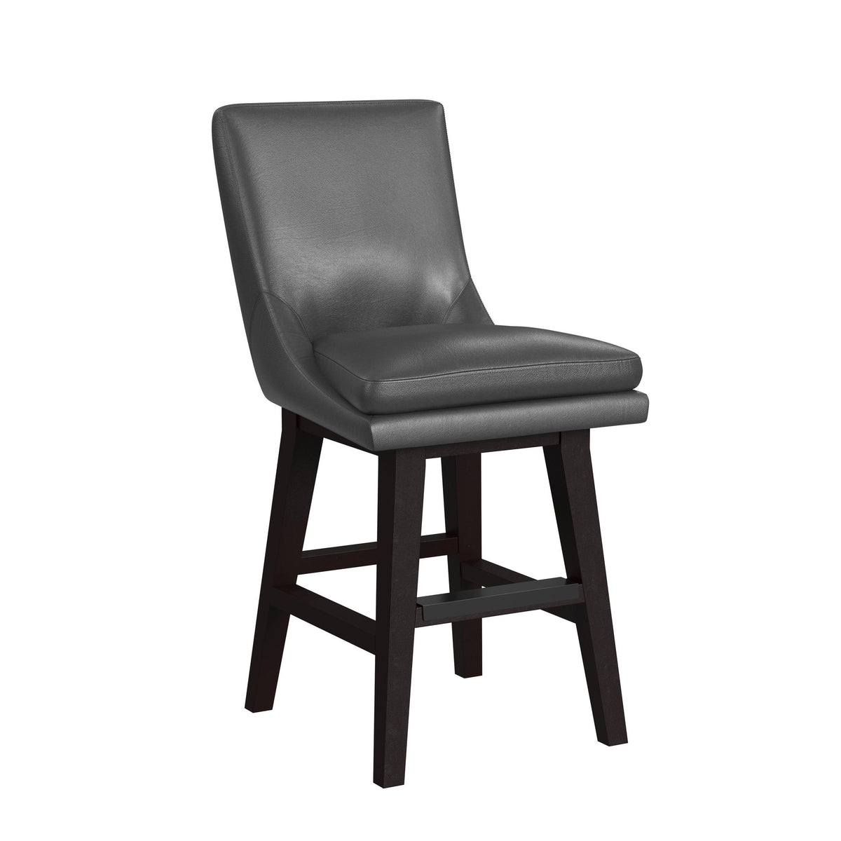 Villanova Swivel Counter Stool With Pewter Pu In Espresso (2 Per Carton)
