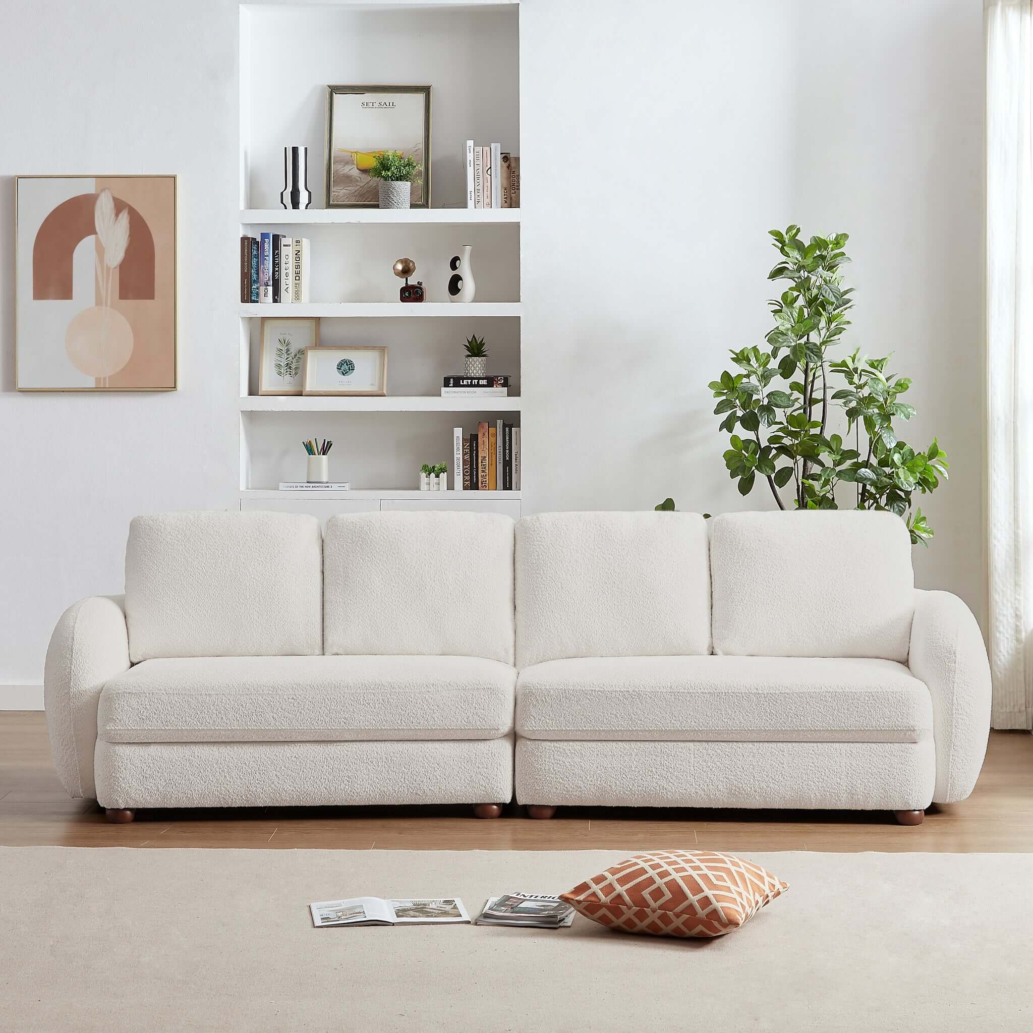 Sofá de tela bouclé Paton de 114,5''