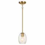 Vista Single Pendant Chain Hanging Light with Clear Glass - Satin Brass