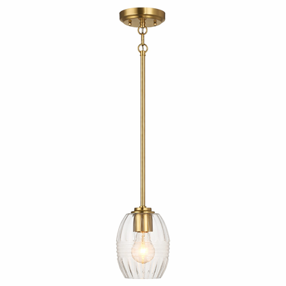 Vista Single Pendant Chain Hanging Light with Clear Glass - Satin Brass