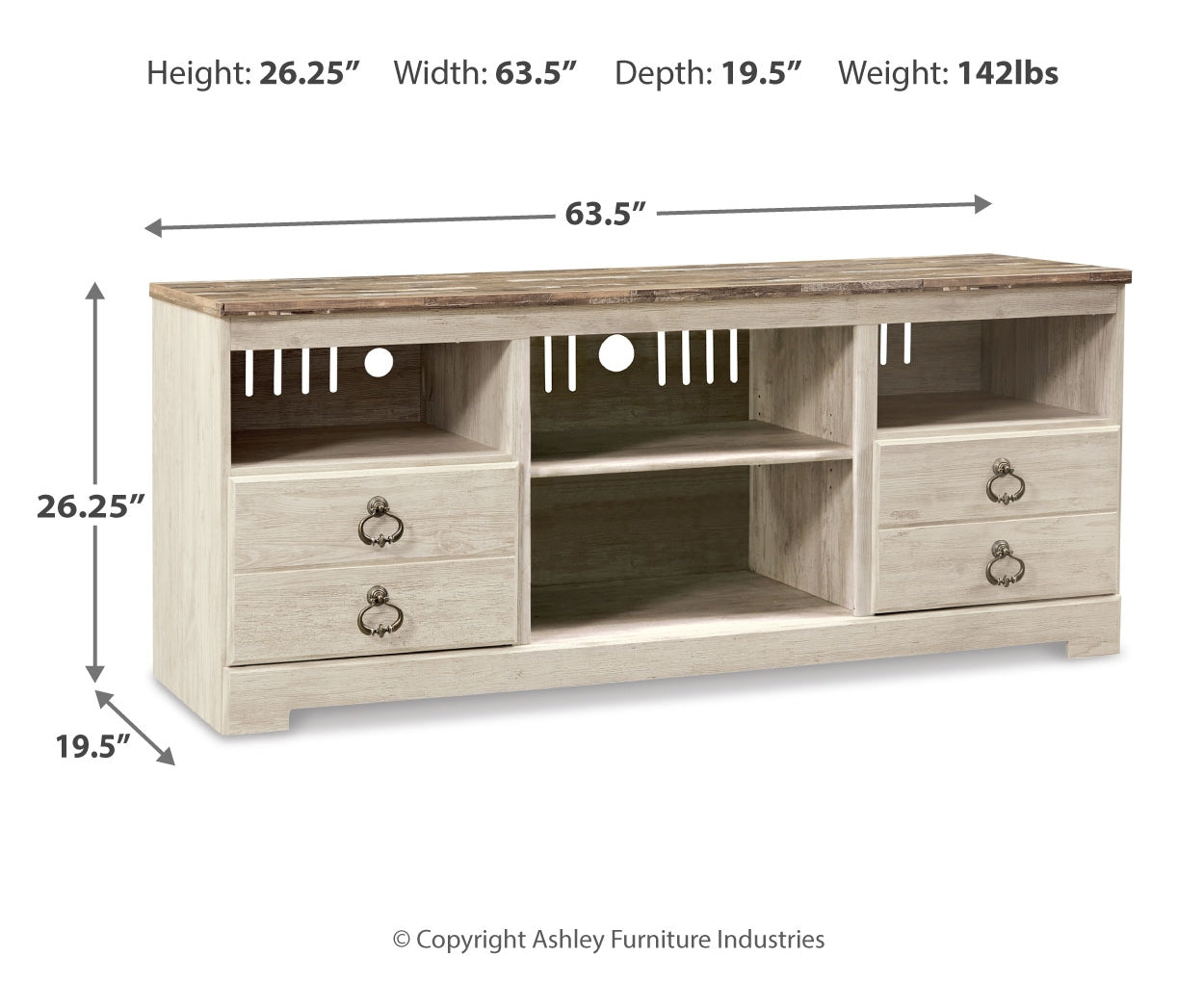 Willowton LG TV Stand w/Fireplace Option