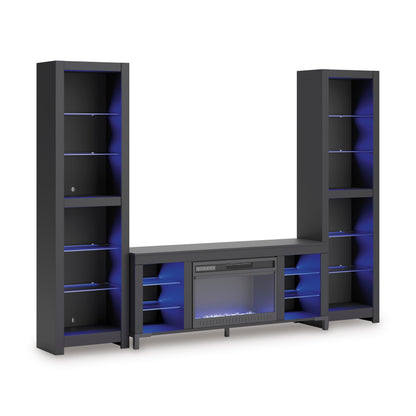 Centro de entretenimiento Cayberry con chimenea eléctrica