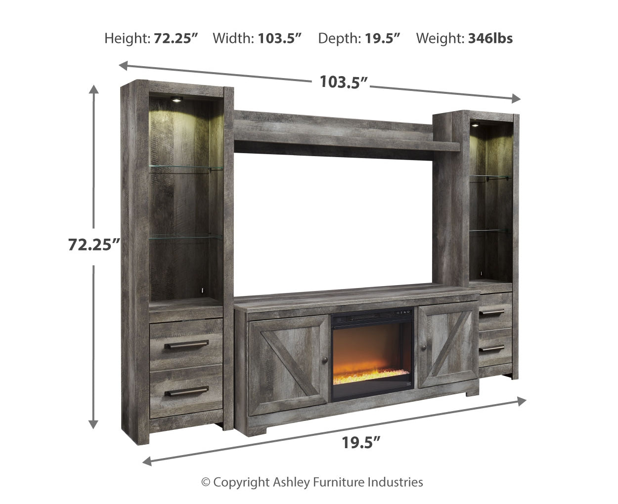 Wynnlow 4-Piece Entertainment Center with Electric Fireplace