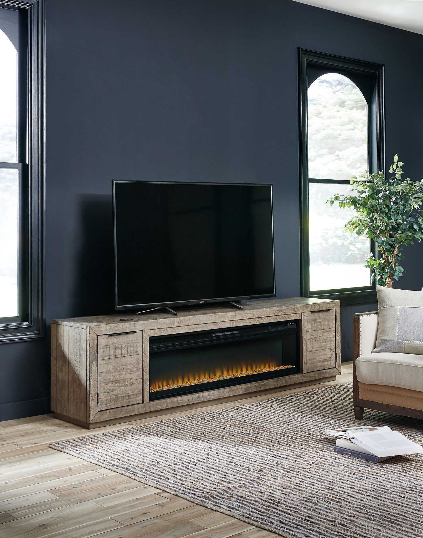 Mueble de TV Krystanza con chimenea eléctrica