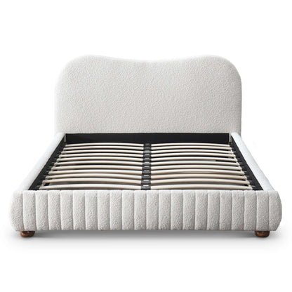 Norme Boucle Upholstered Queen Size Platform Bed In Cream