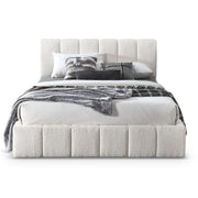 Cama Queen Hilar con plataforma de bouclé blanca