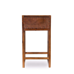 Taburete de bar Gavin de 25'' de madera maciza y cuero genuino