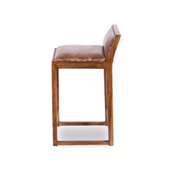 Taburete de bar Gavin de 25'' de madera maciza y cuero genuino