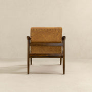 Sillón Brandon de cuero color canela antiguo