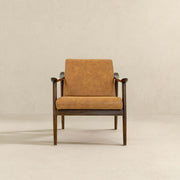Sillón Brandon de cuero color canela antiguo