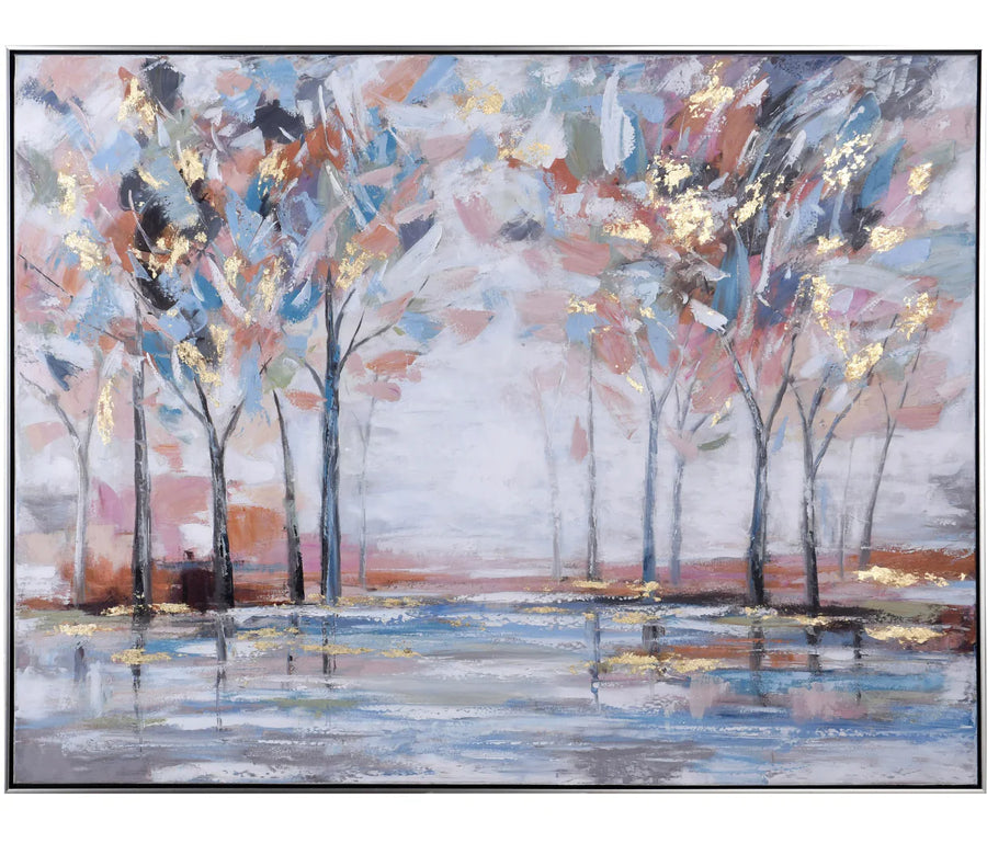 Impressionistic Trees with Gold Leaf