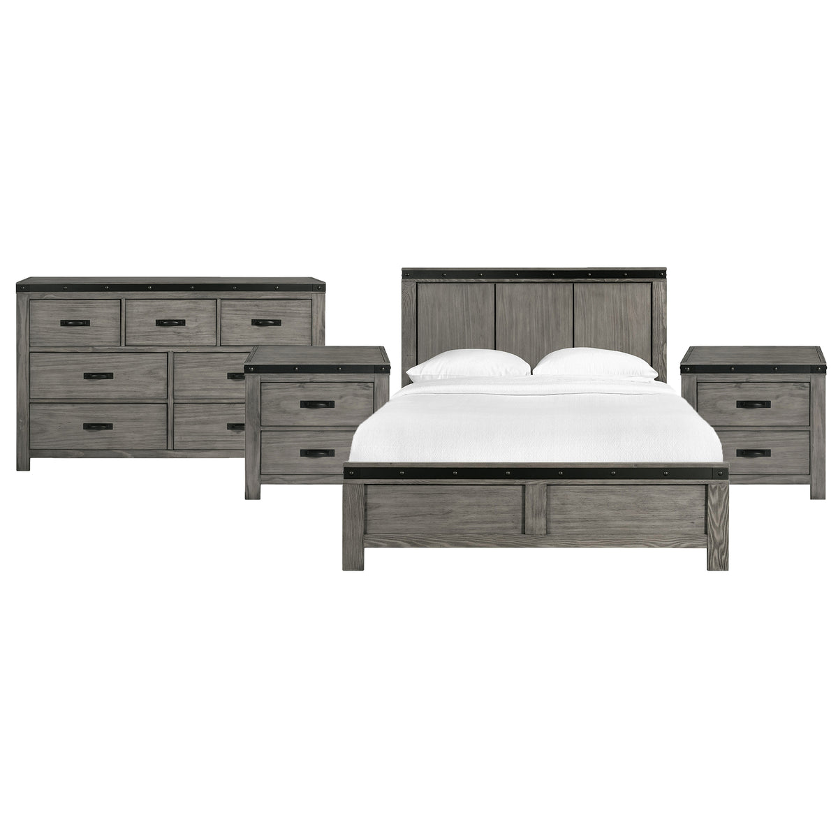 Wade Queen 4PC Bedroom Set with 2 Nightstands & Dresser