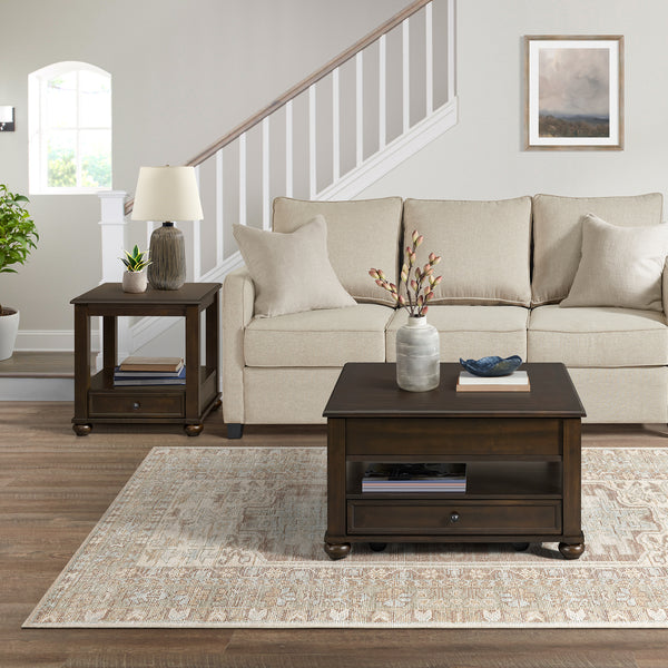 Wagner 2PC Occasional Table Set in Cherry-Square Lift-Top Coffee Table & End Table