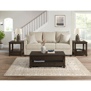 Wagner 3PC Occasional Table Set in Cherry-Rectangular Lift-Top Coffee Table & Two End Table
