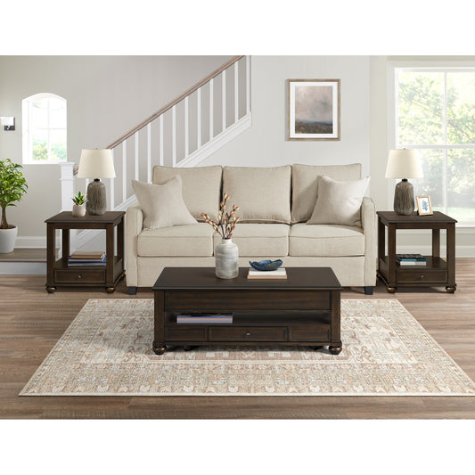 Wagner 3PC Occasional Table Set in Cherry-Rectangular Lift-Top Coffee Table & Two End Table