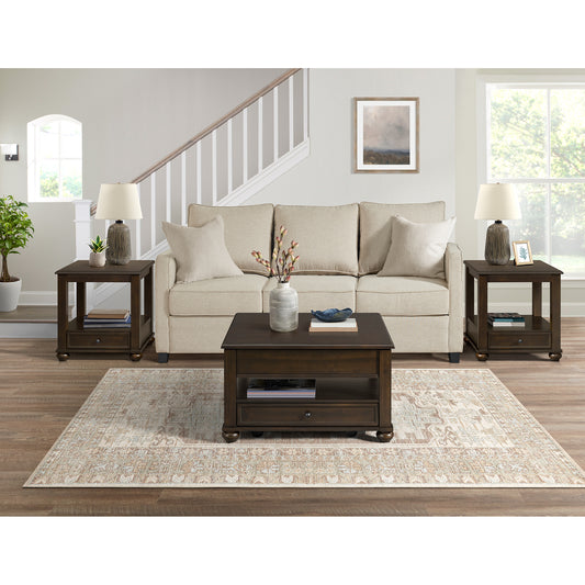 Wagner 3PC Occasional Table Set in Cherry-Square Lift-Top Coffee Table & Two End Table
