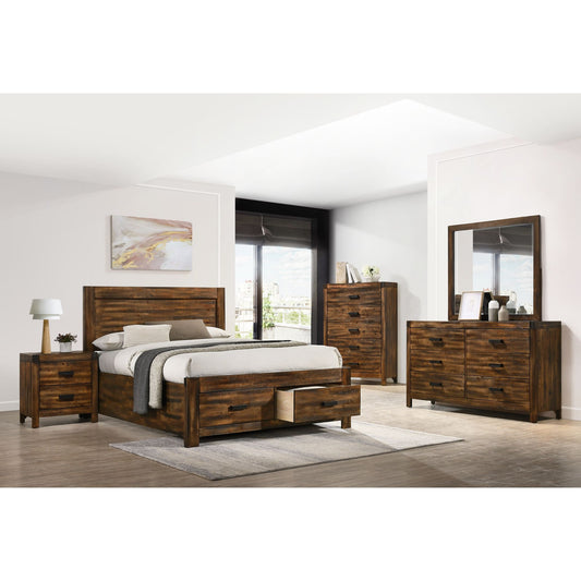 Warner Queen 5PC Platform Storage Bedroom Set In Chestnut