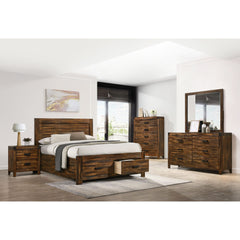 Warner King 3PC Platform Storage Bedroom Set In Chestnut