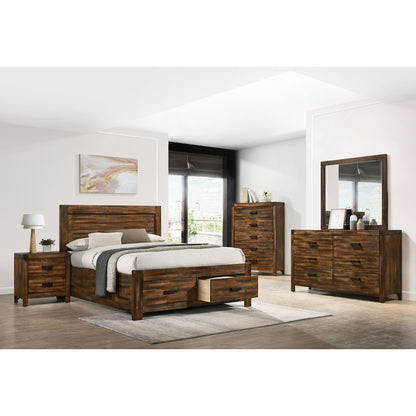Warner Queen 3PC Platform Storage Bedroom Set In Chestnut