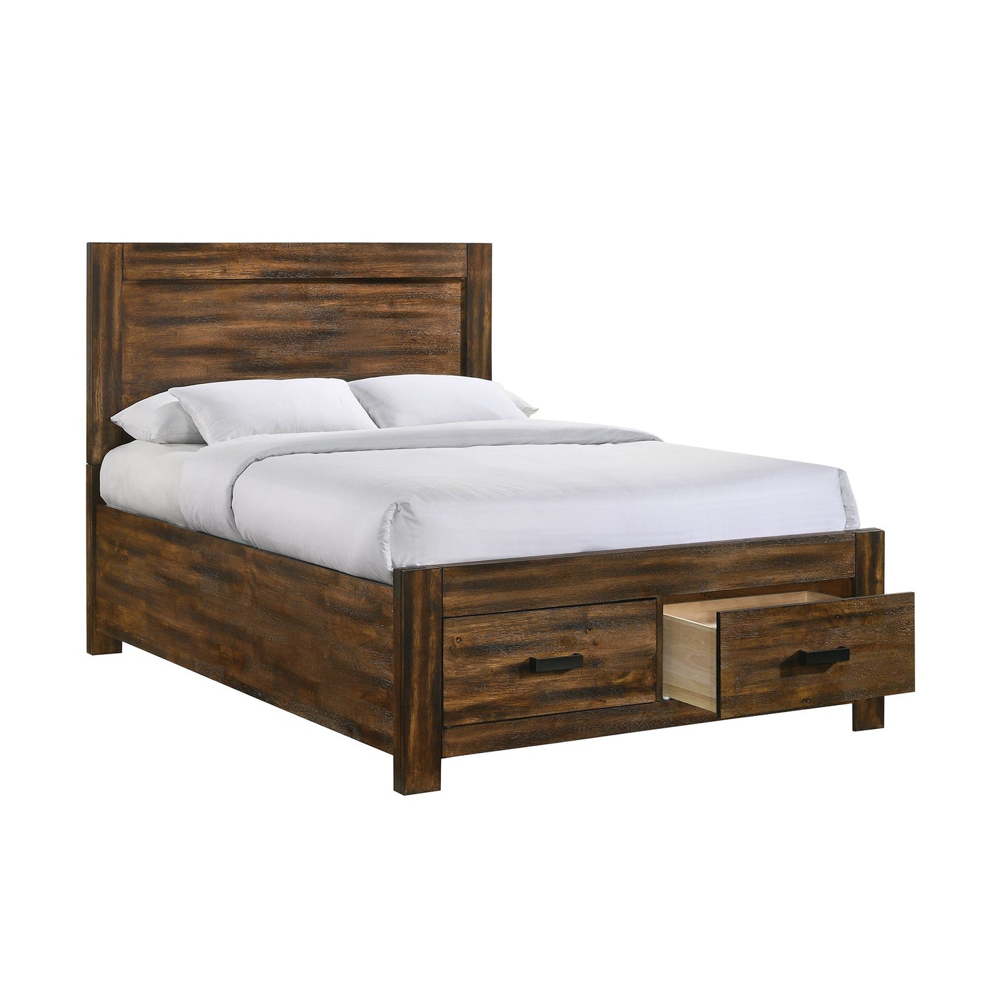 Warner Full 3PC Platform Storage Bedroom Set In Chestnut