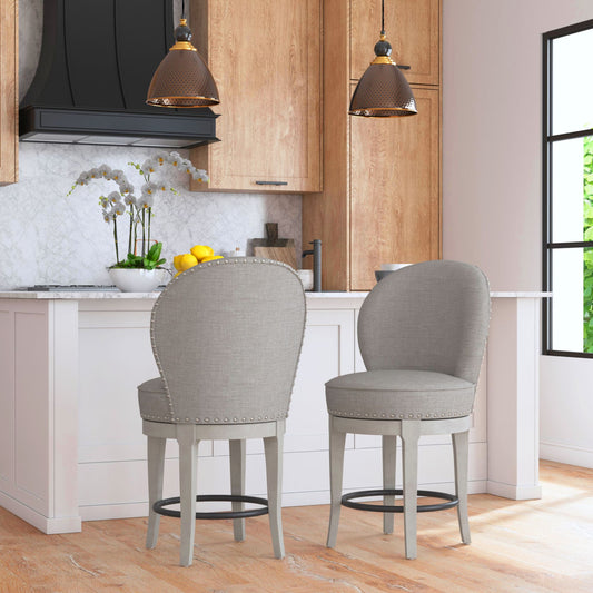 Westford Swivel Counter Stool with Grey Linen in Grey (2 Per Carton)