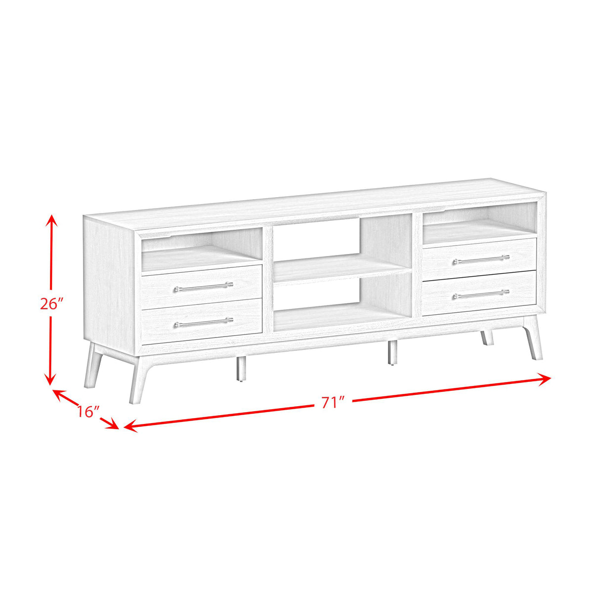 Westland 71" TV Console without Fireplace Insert in Almond