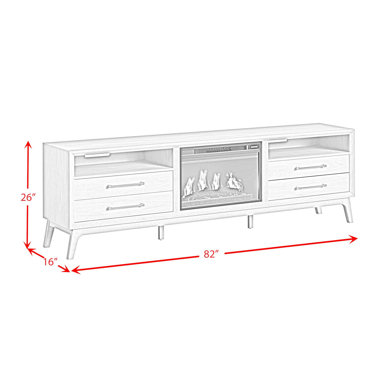 Westland KIT - 82" TV Console with Fireplace Insert in Almond