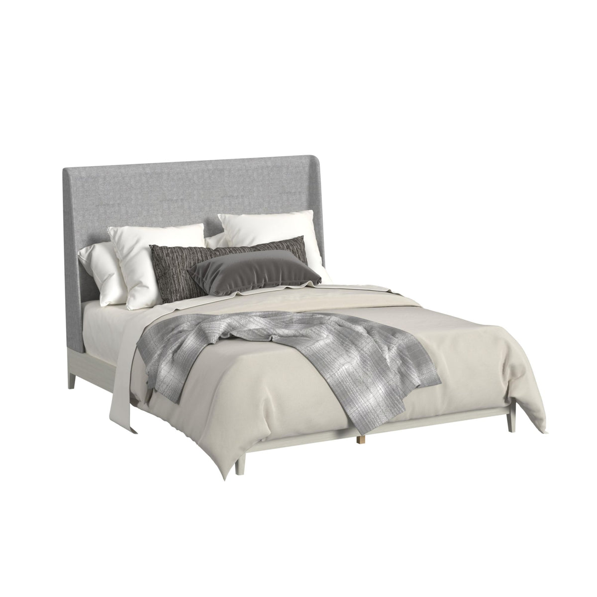 Westland King Uph Bed With Grey Fabric In Almond