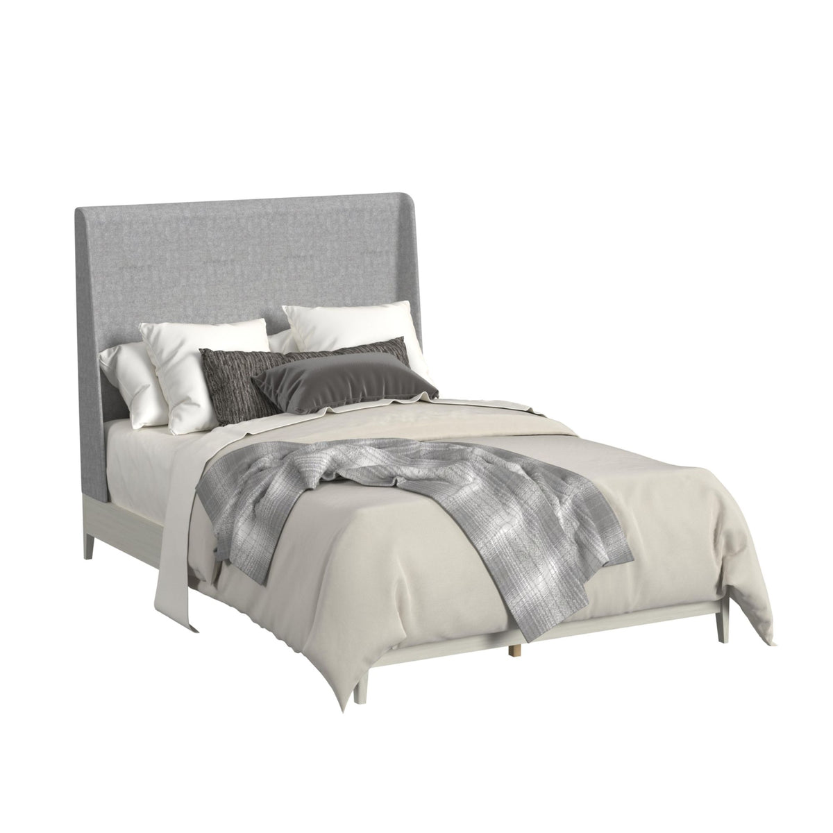 Westland Full Uph 3Pc Bedroom Set With Grey Fabric In Almond