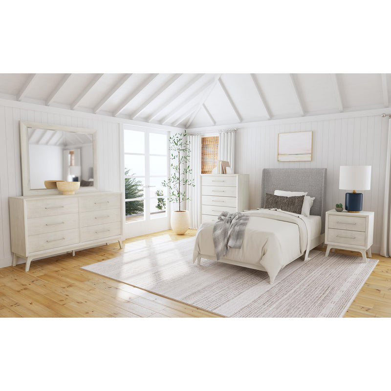 Westland Twin UPH 3PC Bedroom Set with Grey Fabric in Almond