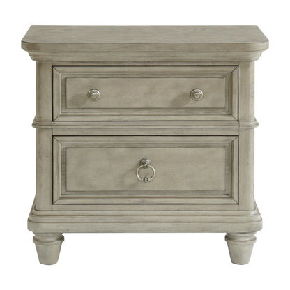 Whit-Ash 2-Drawer Nightstand with USB in Light Grey