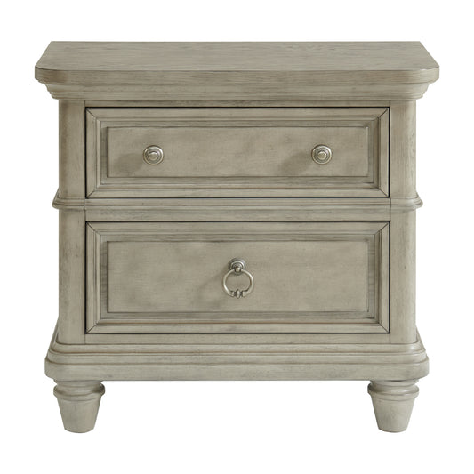Whit-Ash 2-Drawer Nightstand with USB in Light Grey