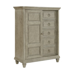 Whit-Ash Queen Panel 5PC Bedroom Set with Door Chest in Light Grey