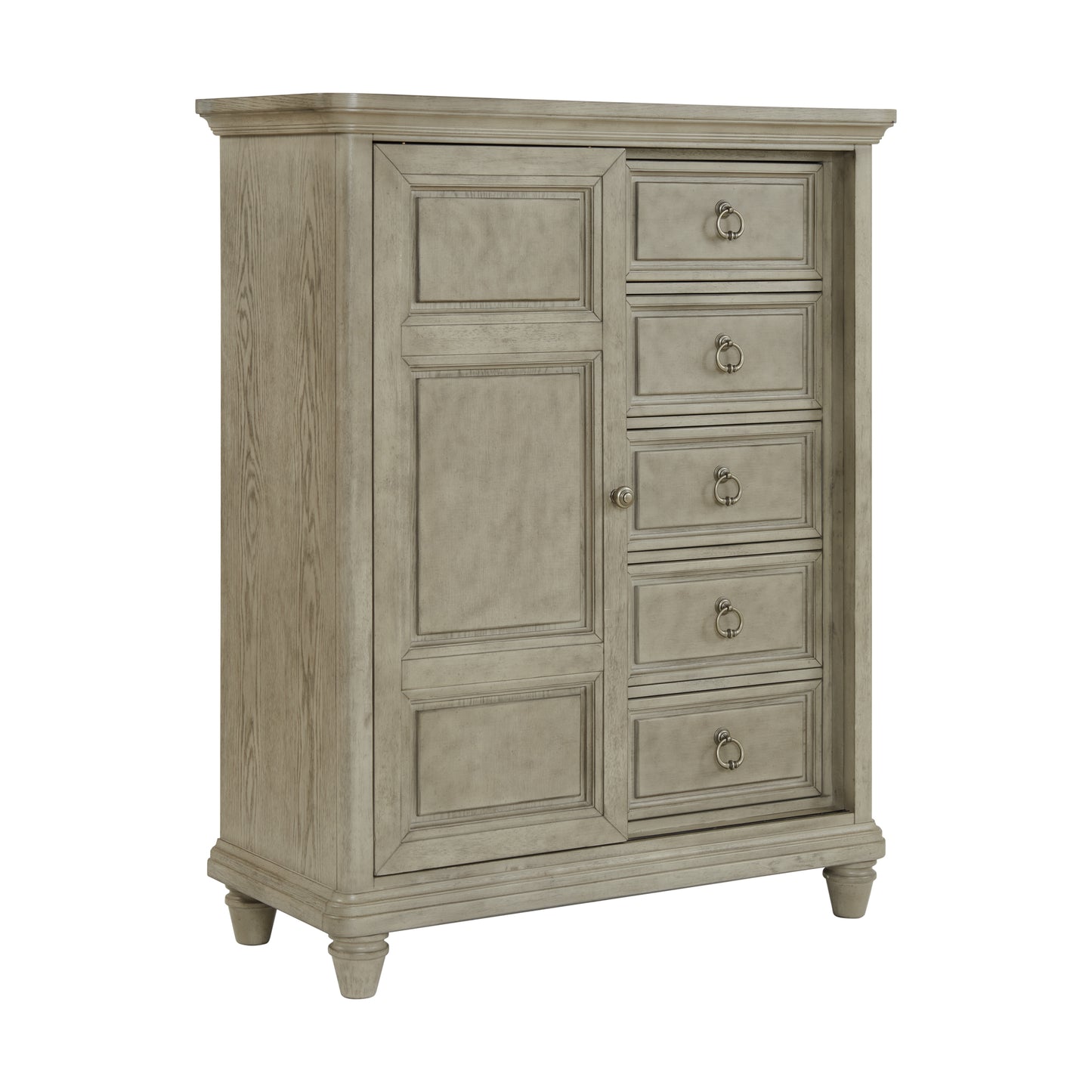 Whit-Ash King Panel 3PC Bedroom Set with Door Chest in Light Grey