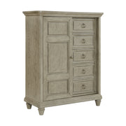 Whit-Ash King Panel 5PC Bedroom Set with Door Chest in Light Grey